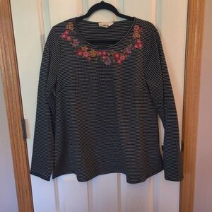 Savanna Jane Black and White Embellished Long Sleeve Blouse